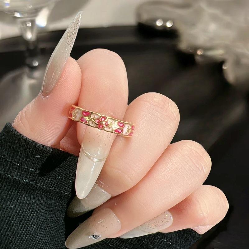National Tide Style Enamel Color Dripping Oil Opening Ring, Sweet And Cool Retro Niche Temperament, Light Luxury, High-End Sense, Exquisite Ring.