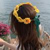 Realistic Sunflower Garland Headband Bohemian Crown Headpiece Tiaras Flower Hairband Women Wedding Party Accessories