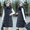 Cotton vest women's autumn and winter new medium and long hooded sleeveless jacket versatile thickened warm vest