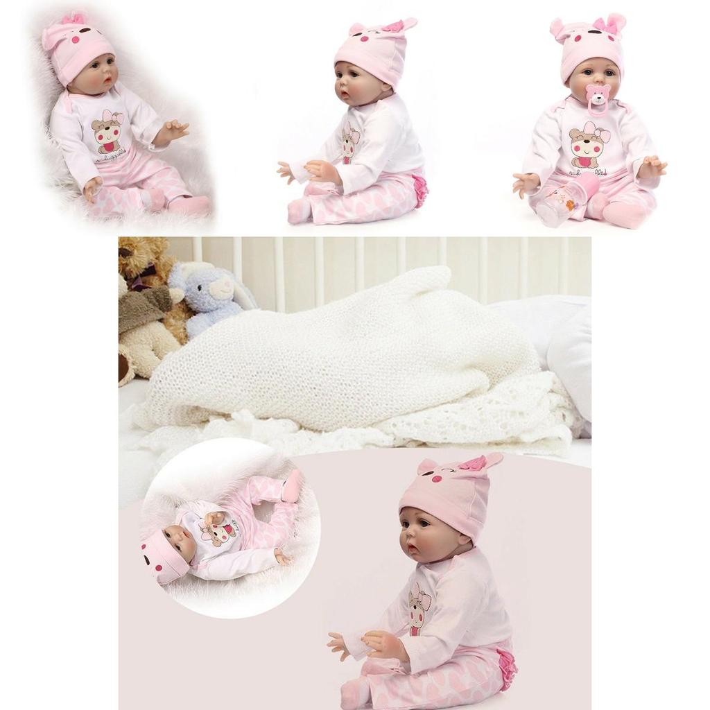 Realistic 16" Soft Silicone Reborn Doll With Handmade Details And Lifelike Blue Eyes