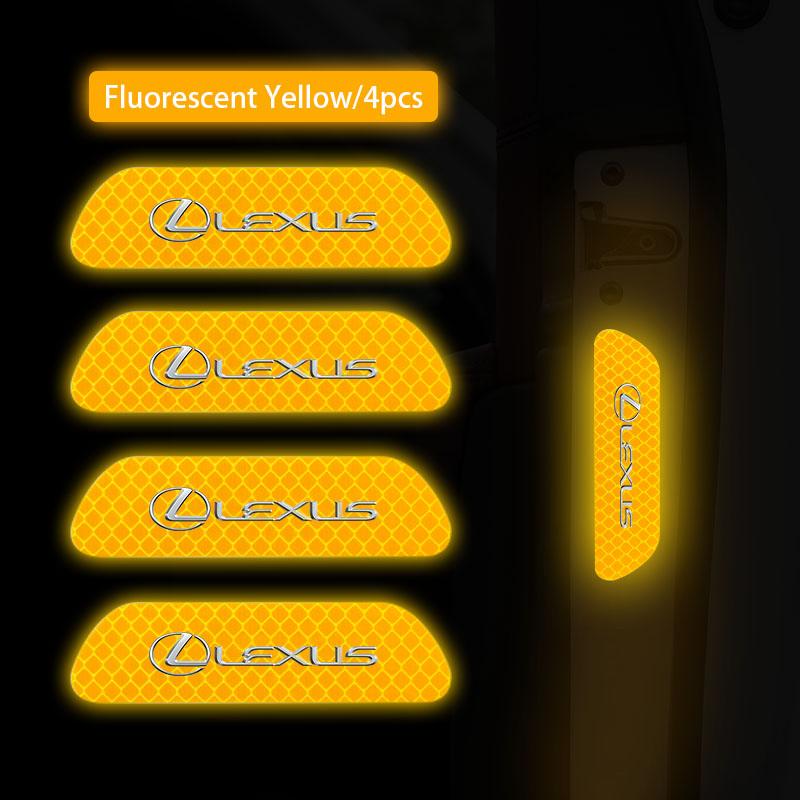 

4Pcs Car Door Reflective Stickers Safety Warning Mark For Lexus F SPORT Plug-in Hybrid ES UX 300e GS GX IS LBX NX RX 350h 450h