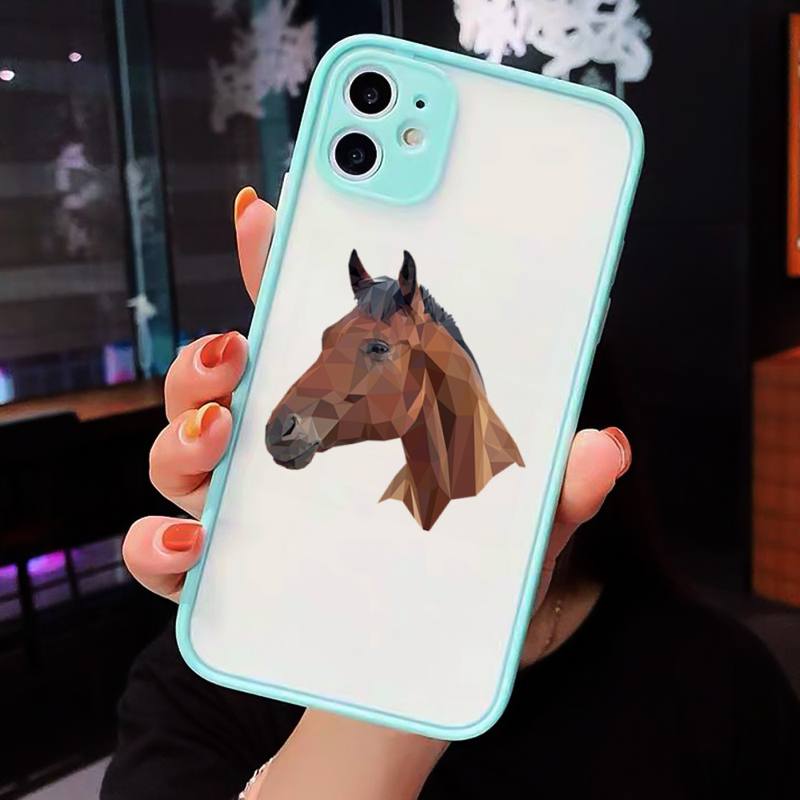 Horse Art Cartoon Design Pattern Phone Case Matte Transparent  For Iphone 7 8 11 12 Plus Mini X Xs Xr Pro Max Cover