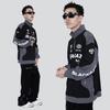 Unisex Retro Colorblock Racing Sweatshirt - Spring/Autumn Trendy Half-Zip Motorcycle Jacket.