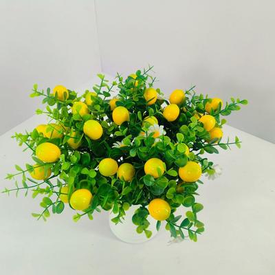 Seven-Forked Eucalyptus and Lemon Fruit Artificial Plant Ornament for Living Room or Restaurant Decoration