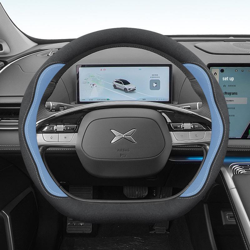 Xiaopeng G6 Steering Wheel Cover: Fits 24 Models, Compatible with X9, P7, P5, M03, G9, G3, Suede, No Sewing Needed