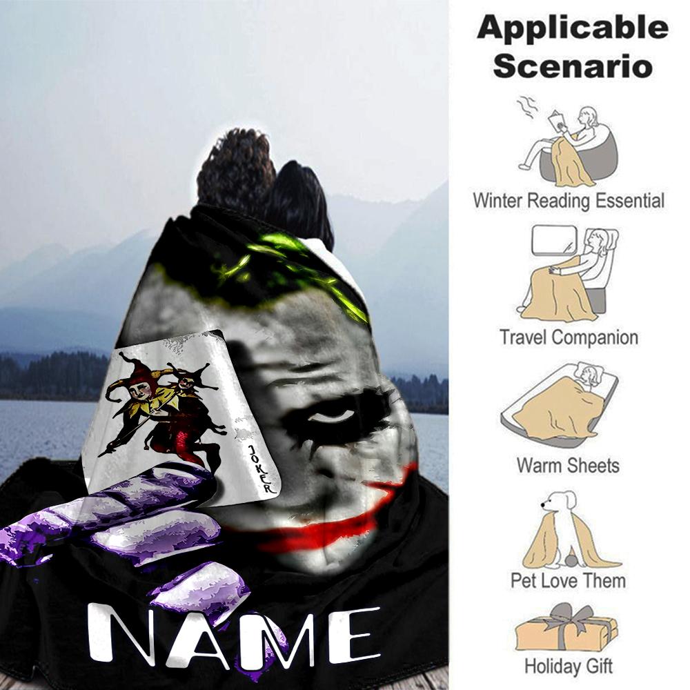 Customiz Name Personality Joker Blanket Soft &Warm Sofa Office Bed Travel Lunch Break Blanket, Gift Suitable All Seasons