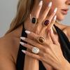 Vintage Exaggerated Metal Rings for Women Tie Dye Square Open Rings Trendy Unique Personalized Party Banquet Jewelry Accessories