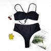 Seksowny komplet bikini typu bandeau push-up solidny kwiatowy nadruk strój kąpielowy damski strój kąpielowy Stroje kąpielowe z wysokim stanem Strój kąpielowy typu String Biquin