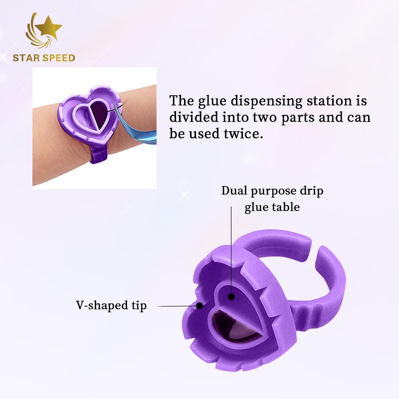 Star Speed Wholesale 100 Pcs Eyelash Glue Ring Cup Heart Shape Glue Cup Lash Drop Glue Holder 6 mm&plastic bag фиолетовый