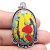 Pendant Mosaic Jasper Gemstone Handmade Mother's Day Gift Silver Jewelry 2"
