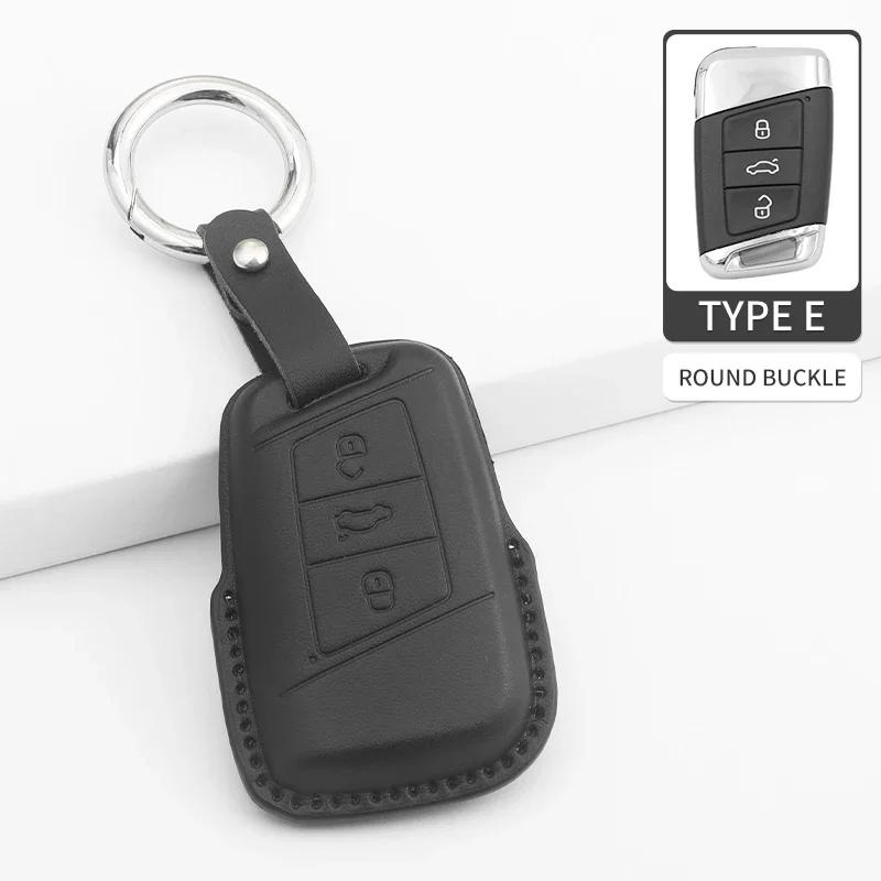 Car Key Cover For VW Volkswagen MK7 Golf 7 Passat Tiguan MK2 For SEAT Ateca Leon FR 2 PU Car Key Protector Shell Accessories