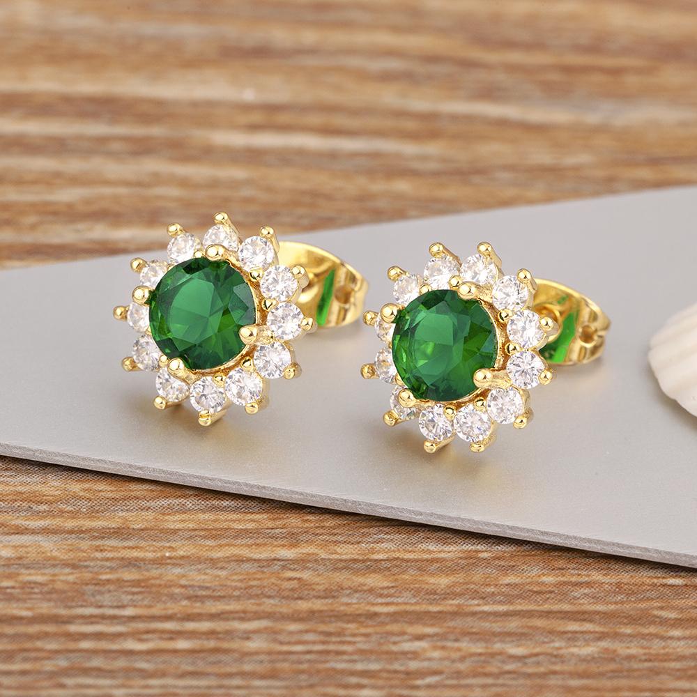 Nidin Korea Popular Flower Shape Inlaid Zircon Stud Earrings For Women Girls Daily Party Ear Jewelry Accessories Birthday Gift