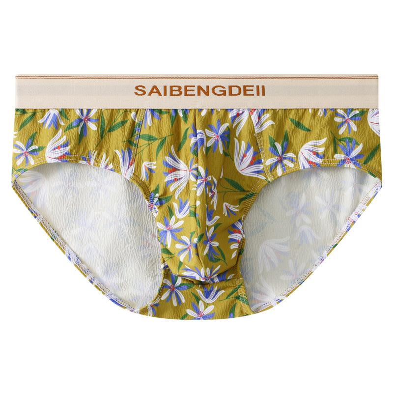 Ropa interior para hombre hecha de algodón puro y calzoncillo transpirable rosa lindo floral sexy