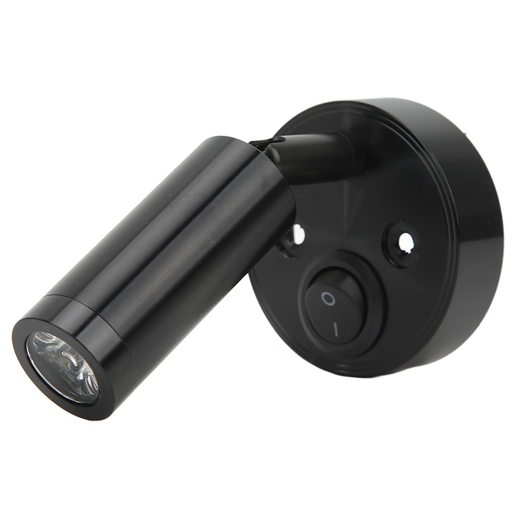RV Nachttisch Leselampe Drehbare Wandhalterung LED Spot Leselampe 3W mit Schalter für Boot Schwarz