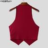 INCERUN Men Deep V Neck Sleeveless Zip-up Irregular Casual Tank Tops Waistcoat