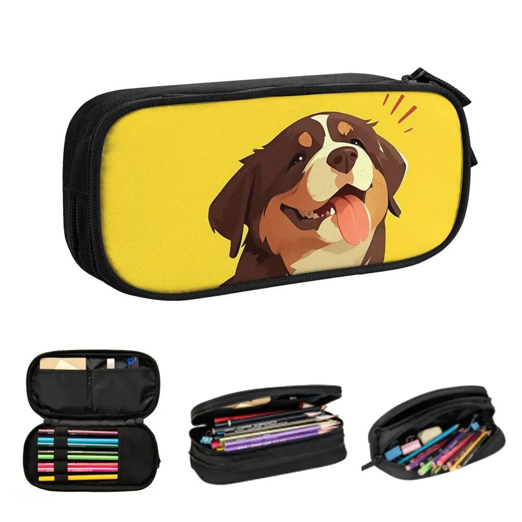 Bernese Mountain Dog Animal Pencil Cases Big Capacity Pen Bags Pen Box Pencil Pouch For Boys Girls Students Stationery Office