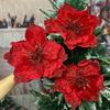 Glitter Artificial Christmas Flowers Simulation Red Poinsettia Flower DIY Xmas Tree Ornaments Wedding New Year Home Decorations