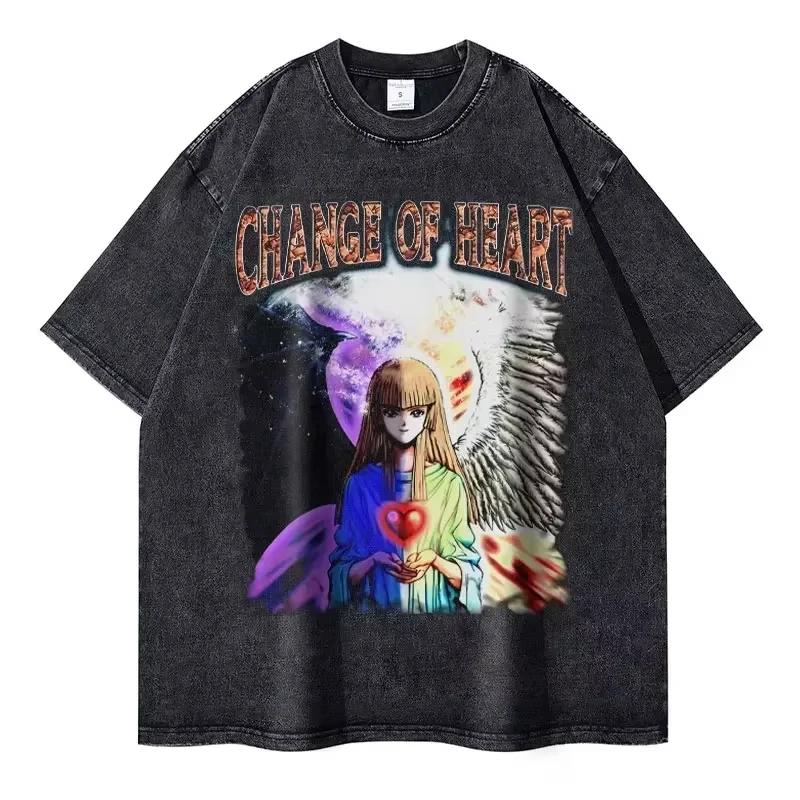 

Change of Heart Washed T-shirts Men Women Anime Yu Gi Oh T Shirts Oversized Yugi Muto Tshirt Manga Seto Kaiba Tops Tees Clothing L