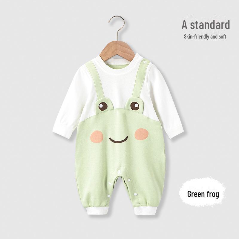 

Детский хлопковый комбинезон унисекс на весну и осень – комбинезон с длинными рукавами для новорожденных, идеально подходит для ползания и игр. 59cm зелёный