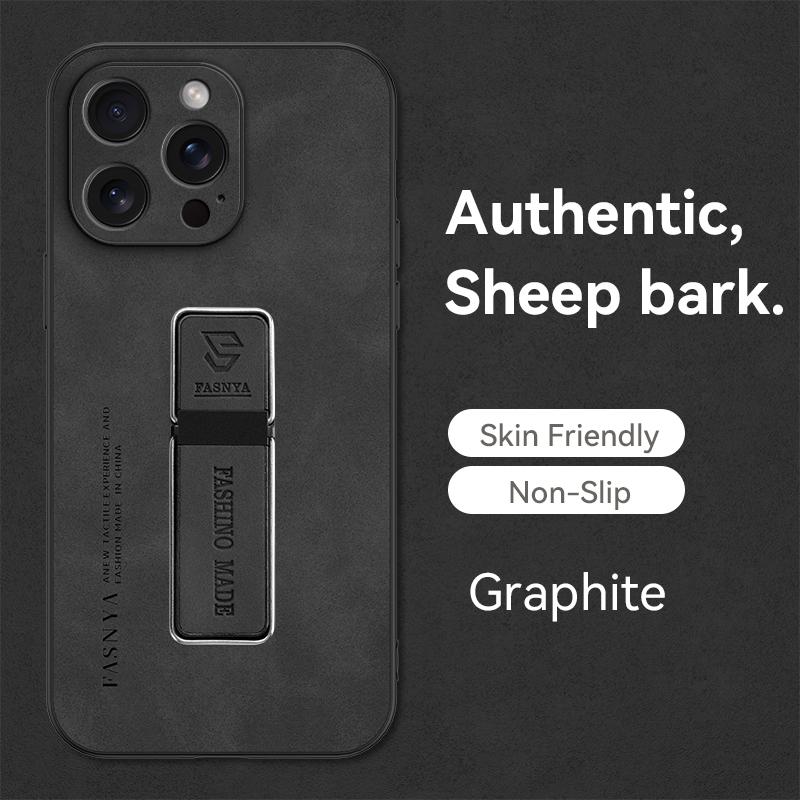 Matte Sheepskin Leather Stand Holder Case for iPhone 15 14 13 12 Pro Max XS MAX XR X 8 7 Plus /Samsung S24 S23 S22 S21 Ultra Plus FE A14 A54 A13 A53