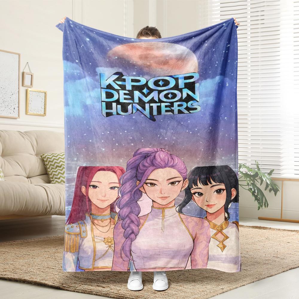 KPop Demon Hunters The Colorful Anime Girl Pattern On the Blanket Is Comfortable and Fashionable At Home