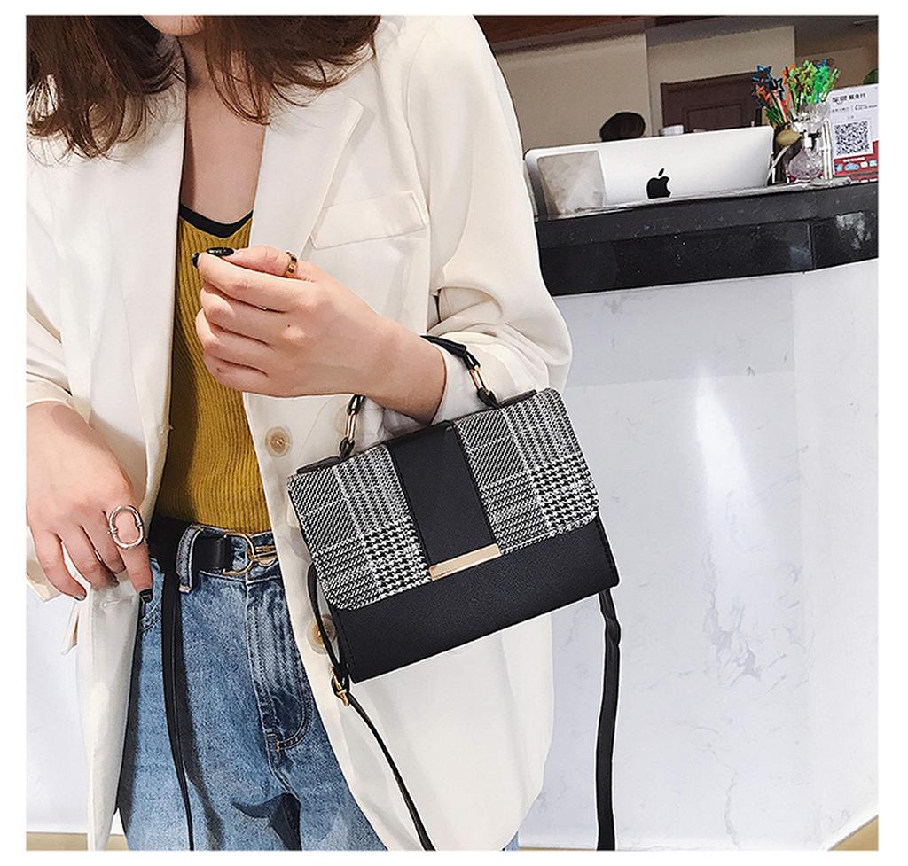 Mini Shoulder Bag Handbag Small Checkered PU Leather Lightweight [PIENSE] Women's 2-way (Black)