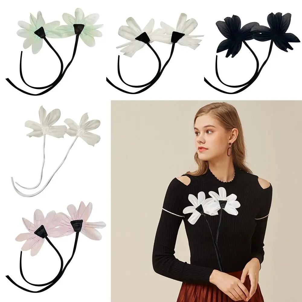 2Pcs Handmade Collar Flower Jewelry Accessories DIY Sew Lace Flower Lapel Pins Cloth Fabric Flower Brooch Pins Wedding Party