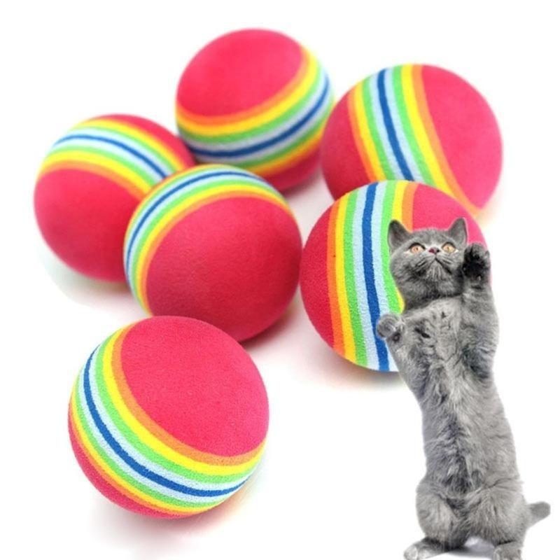 3 Stück /Set Bunte Haustier Katze Kätzchen Weicher Schaumstoff Regenbogen Spielbälle Lustige Aktivitätsspielzeuge