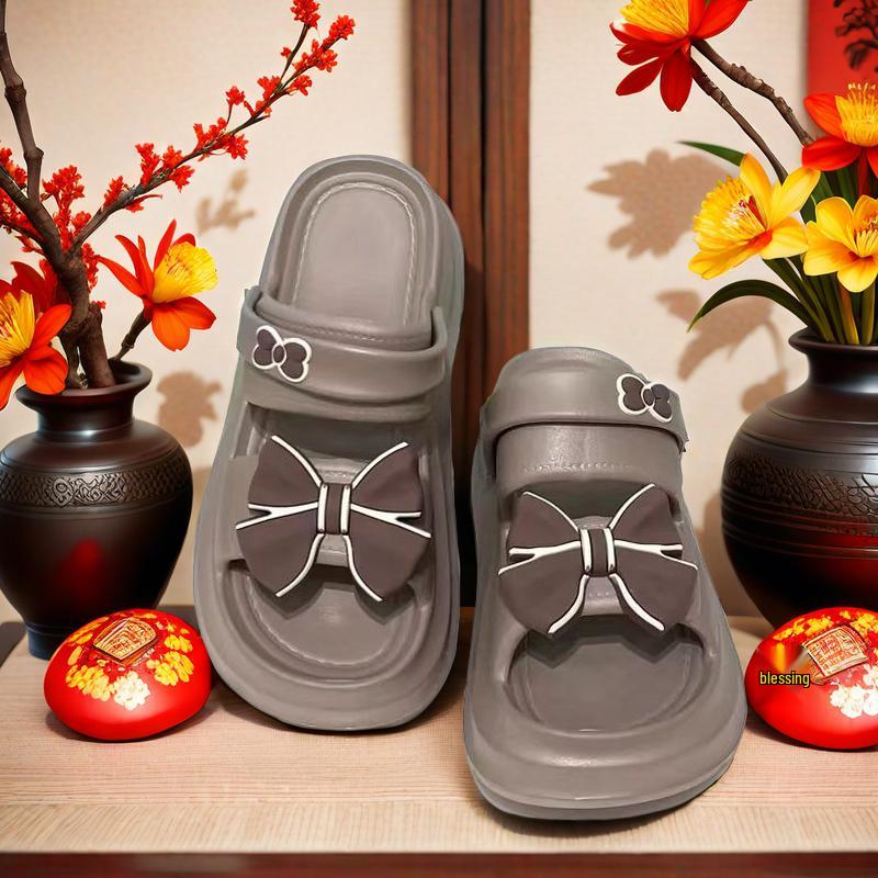 Super Light, Thick-Soled Bow Sandals – Fashionable, Wear-Resistant, Two-Way Beach Sandals & Slippers.