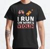 I Run On Wine & Violin Retro Vintage Gift Classic T-Shirt S-3XL