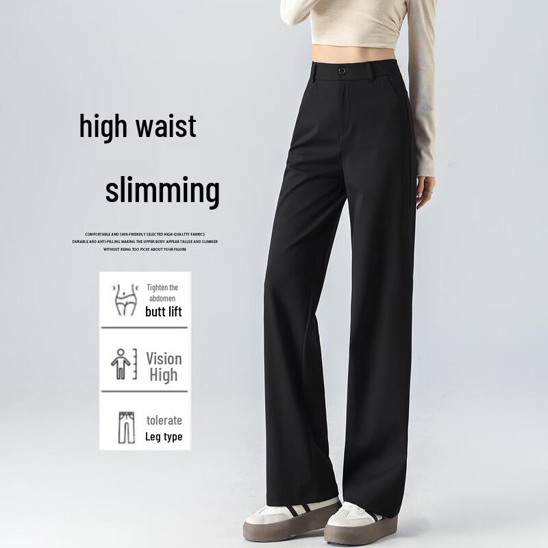 

Handu Yishe Women s Black High-Waist Straight-Leg Trousers 2XL