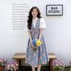Hepburn Style French Sweet Floral Strap Dress Set Female Design Sense Niche Japanese Foreign Style Two-piece Set