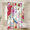 Charming Floral Shower Curtain - Vibrant Peony & Bluebird Theme for Bathroom Decor, Adds Beauty and Nature's Touch