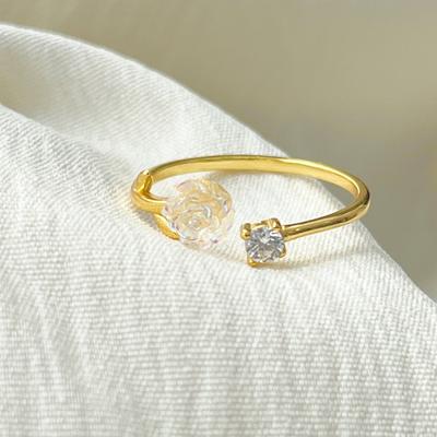 Inel deschis Camelia cu zirconiu