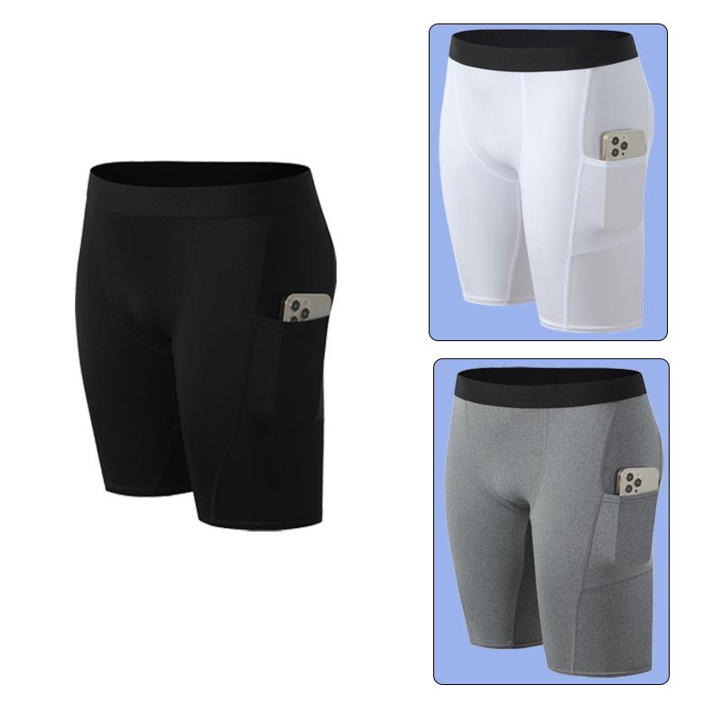 Men's High Elastic Quick-Dry Basketball Fitness Shorts with Pockets