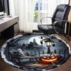 1pc Haunted House Scene Chair Carpet for Office, Round Polyester Mat, Indoor Decor for Office, Easycare Fabric, Washable Non-slip Area Carpet