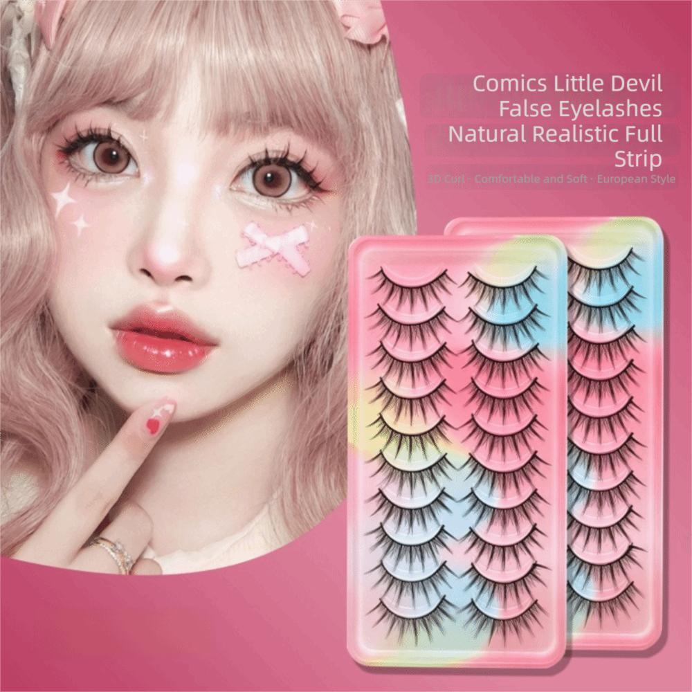 

10Pair Short False Eyelashes Fluffy Cosplay Lashes Natural Manga Lashes for Women 008