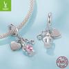Pink Love Guardian Angel Pendant Accessories Romantic Love S925 Sterling Silver Bracelet Beaded