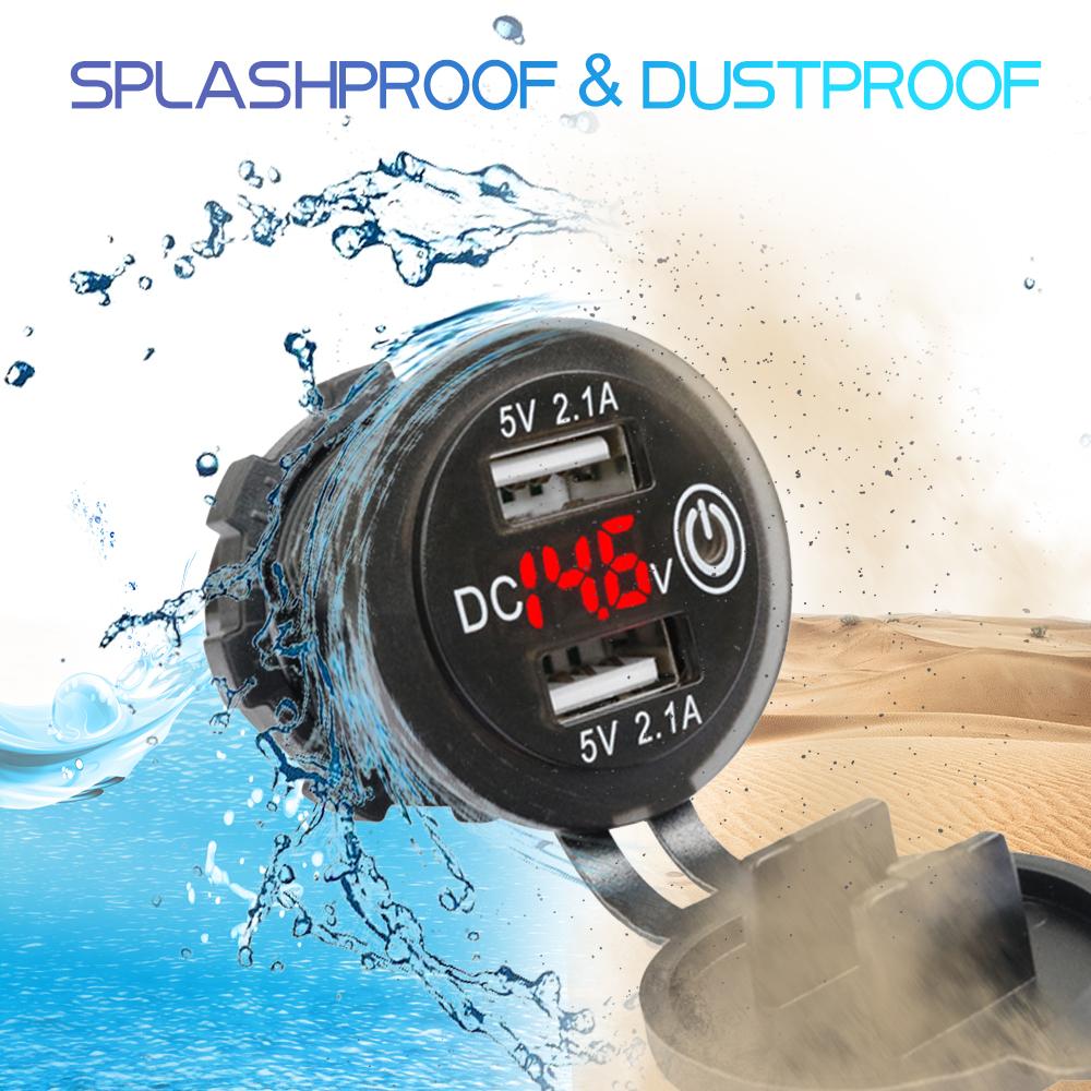 Quick Charger Dual Usb Car Charger With Switch Button 4.2a Fast Charging Power Outlet For 12v/24v Cars Boats Motorcycle