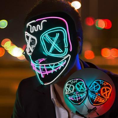 Υψηλής ποιότητας μάσκα Rave Decor Cosplay Purge Mask Halloween Horror Led Luminous Mask για μακιγιάζ, κοστούμι Cosplay για πάρτι, χορό