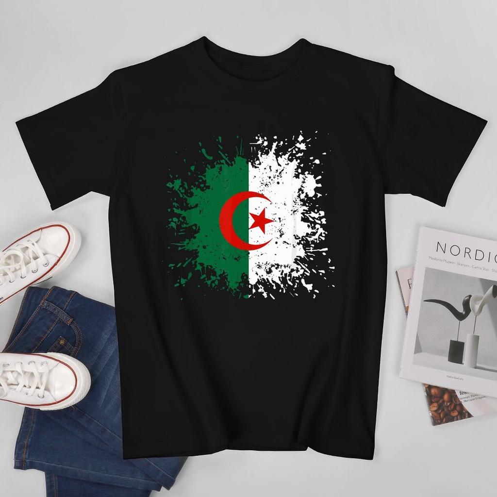More Design Algeria Flag Algerian Unisex Tshirt Tees Tshirt Oneck T Shirts Unisex Boys Clothing 100 Cotton