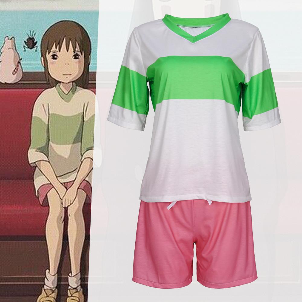 Ogino Spirited Away Chihiro Cosplay Costumes Set Halloween Performance Stage
