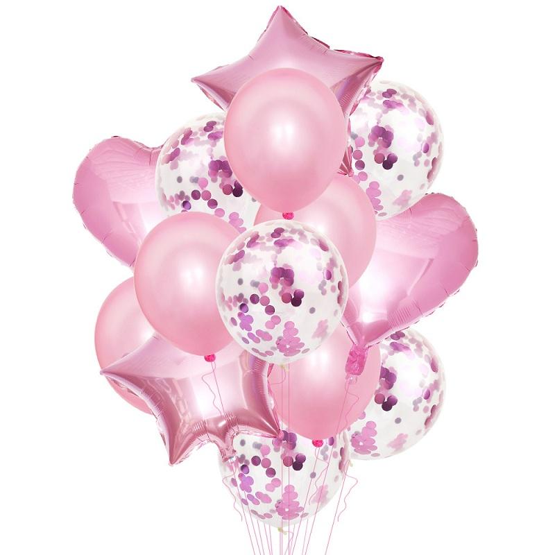 14Pcs Multi Confetti Balloon Happy Birthday Party Balloons Rose Gold Helium Ballons Boy Girl Baby Shower Party Supplies