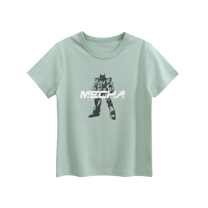 27Kids Children s Clothing Summer Child Robot Cartoon Short Sleeve T-shirt Boys  Half Sleeve Tops Baby Boy Pure Cotton Clothes 9A019 Waterfall Green 100