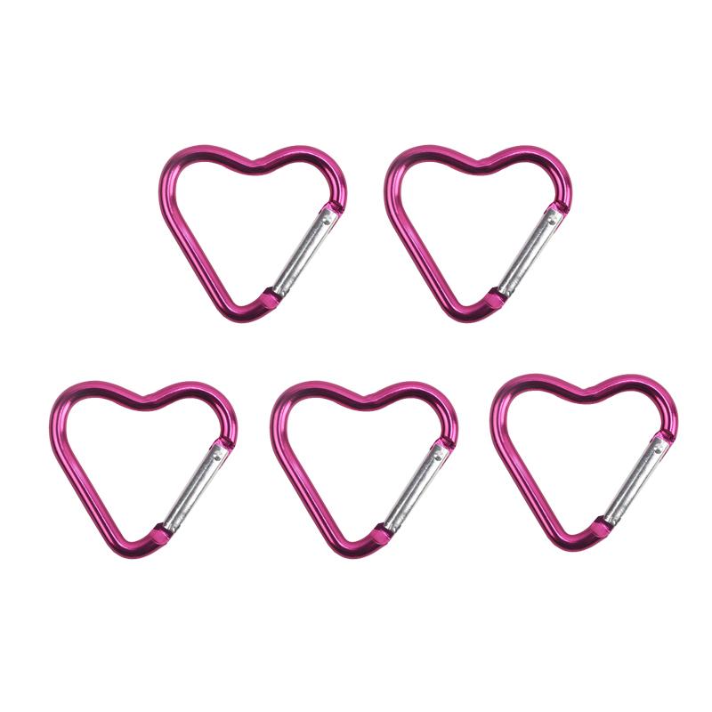 5 ks Venkovní karabina Klíčenka ve tvaru srdce Klip Kroužky z hliníkové slitiny Lezecké klipy Karabina s pružinovým uzávěrem Odolná