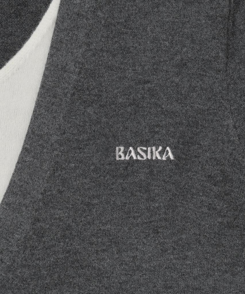 Basika Layered V-Neck Tie Cardigan (Gray)