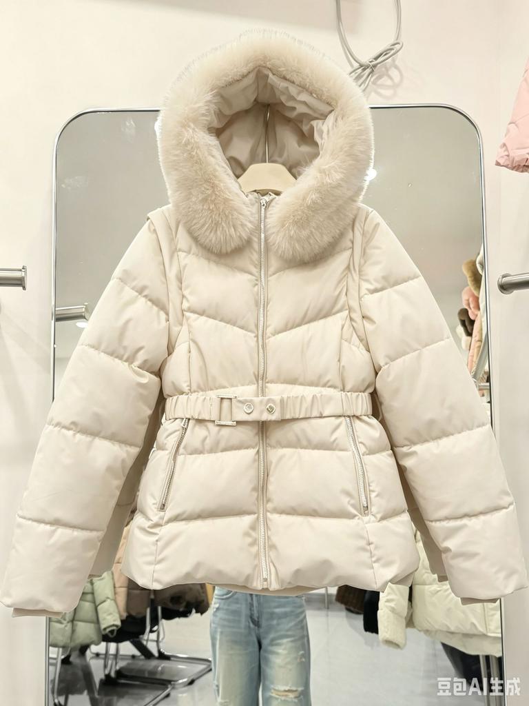 Winter thickened slim-fitting cotton-padded clothes, new fashion fur collar down cotton-padded jacket, women's cotton-padded clothes to keep warm