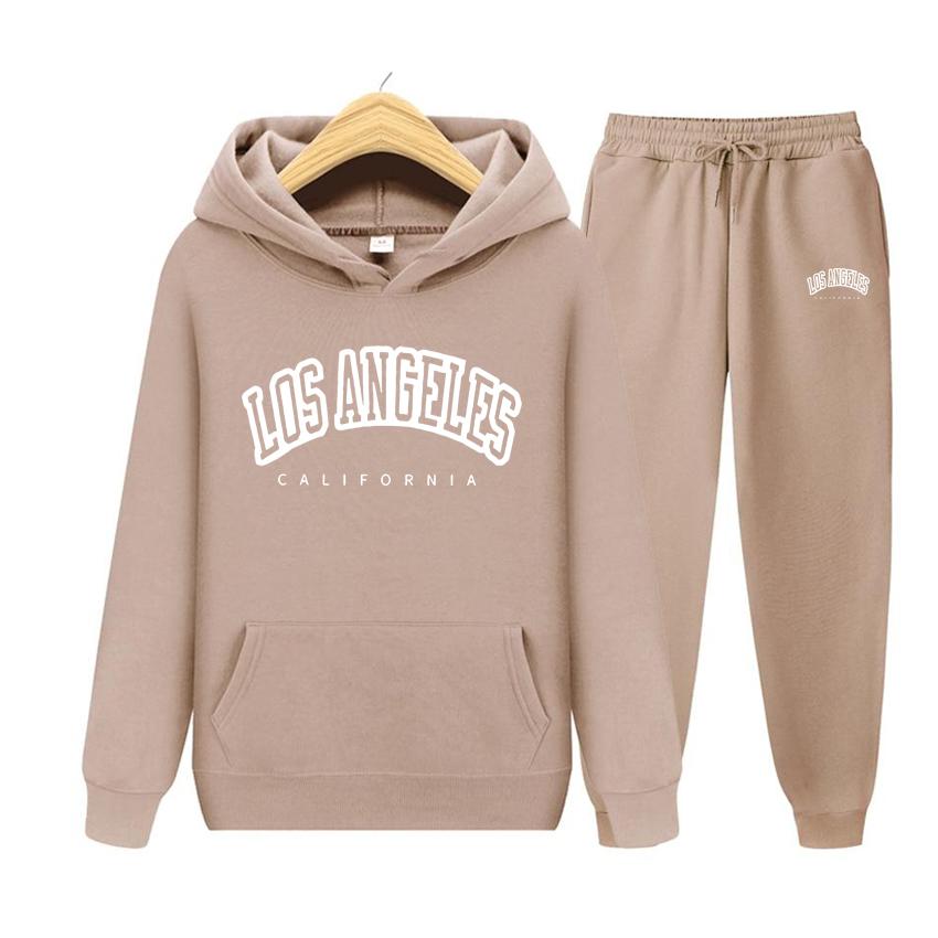 Women Long Sleeve Hoodie Set Pocket Los angeles Oversize Printing Women Sweatshirt Autumn Winter Loose Hoodies