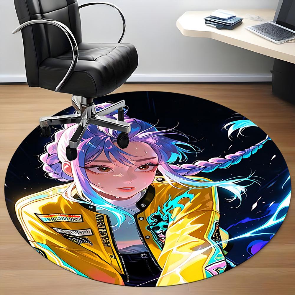 KPop Demon Hunters Office Round Area Rug Suitable For Office, Under Office Chairs Bedroom Living Room Home Decor, T1224010