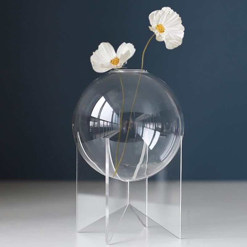 1 Set Ball Shape Vase Modern Ball Flower Vase Nordic Plastic Vase Transparent Acrylic Glass Vase Unique 13 Styles